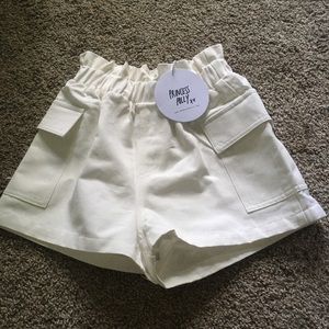 White paper bag shorts with pockets!